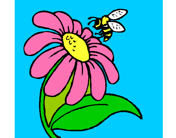 Dibujo Margarita con abeja pintado por alumnos