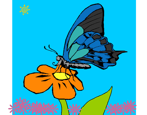 Dibujo Mariposa en flor pintado por Opuntia