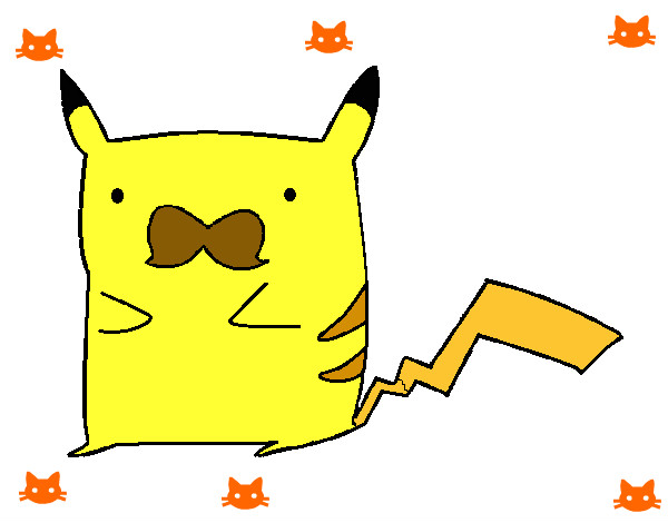 Dibujo Pikachu con bigote pintado por Abi_Arri