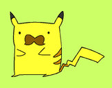 Dibujo Pikachu con bigote pintado por Sofi8