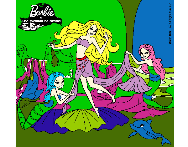 Dibujo Barbie con sirenas pintado por aryam5750