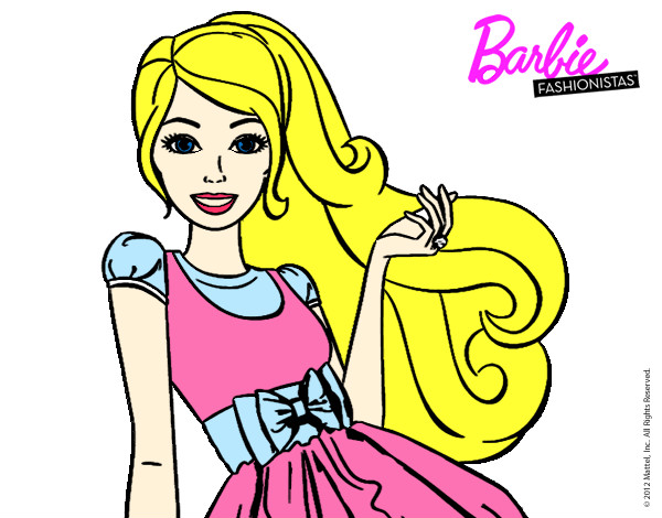 Dibujo Barbie con su vestido con lazo pintado por aryam5750