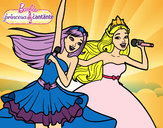 Dibujo Barbie y la princesa cantando pintado por leire123