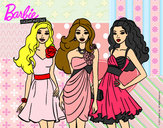 Dibujo Barbie y sus amigas vestidas de fiesta pintado por florrudi