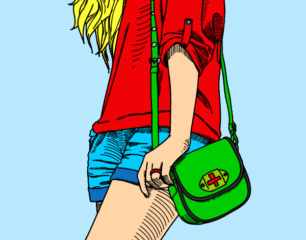 Dibujo Chica con bolso pintado por ludellis