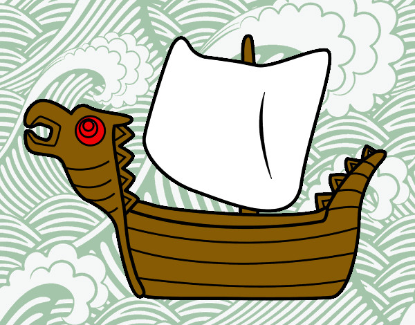 Dibujo Drakken, barco vikingo pintado por alejus3