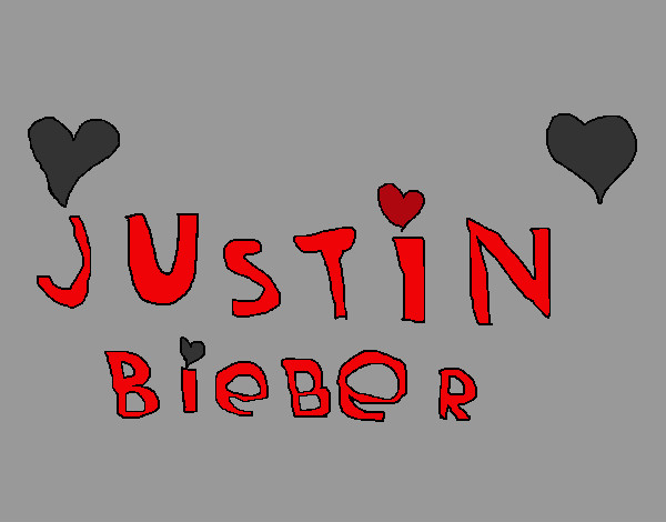 Dibujo Justin Bieber entre corazones pintado por Luciatini