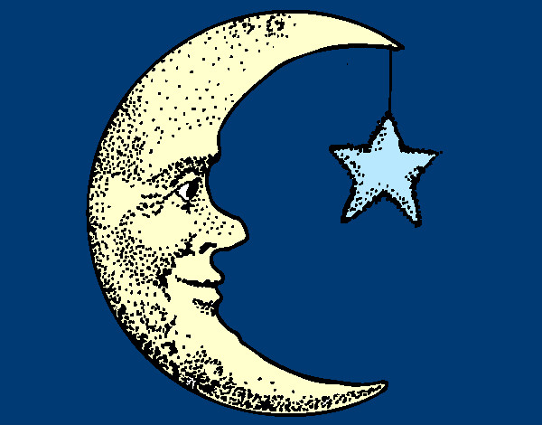 Dibujo Luna y estrella pintado por Opuntia