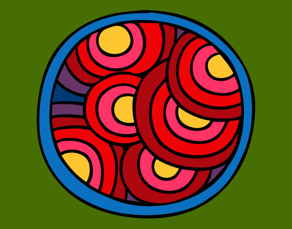 Dibujo Mandala circular pintado por cook