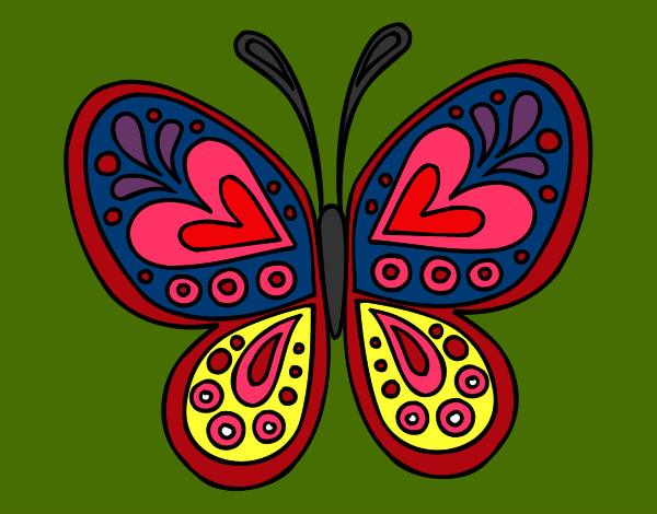 Dibujo Mandala mariposa pintado por cook