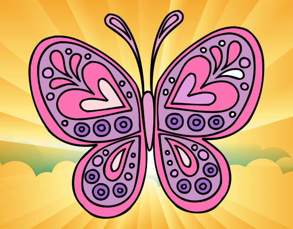 Dibujo Mandala mariposa pintado por yadasas