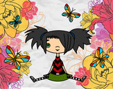 Dibujo Niña con mariposas pintado por vero_1D