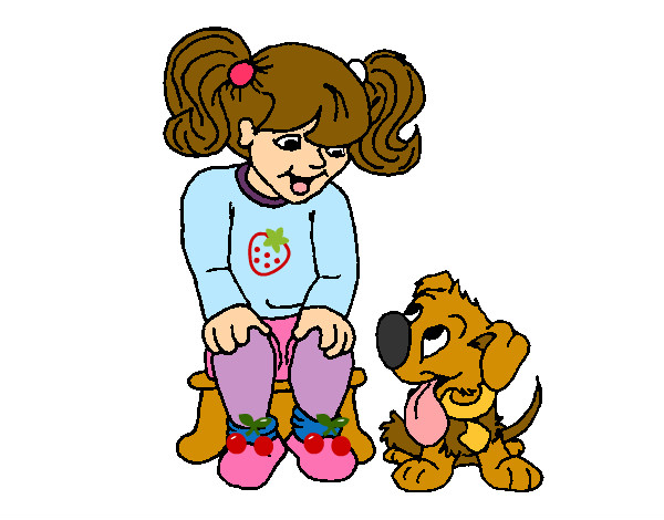 Dibujo Niña con su perrito pintado por Ximenafm