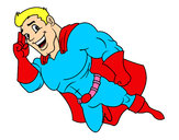 Dibujo Superhéroe volando pintado por werni