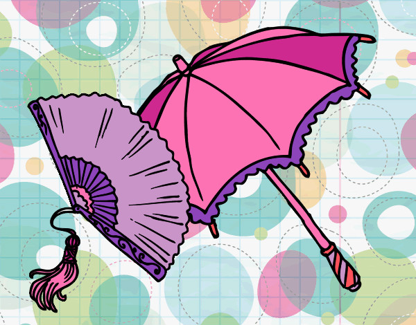 Dibujo Abanico y paraguas pintado por primorosa