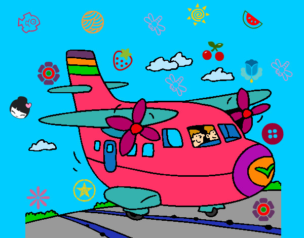 Dibujo Avión despegando pintado por Anyelita