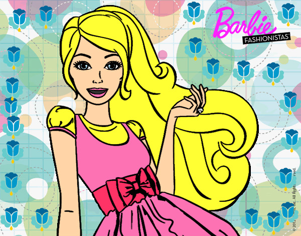 Dibujo Barbie con su vestido con lazo pintado por leslie56