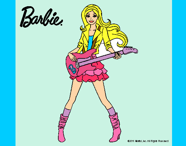 Dibujo Barbie guitarrista pintado por leslie56