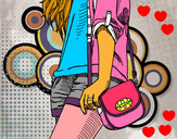 Dibujo Chica con bolso pintado por Elizabetha
