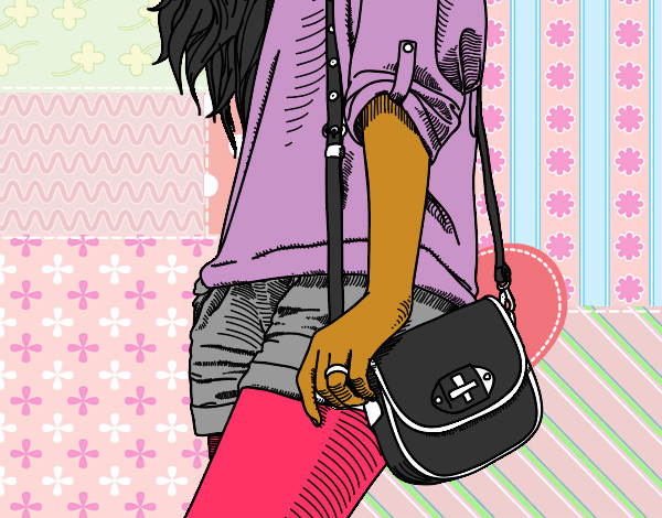 Dibujo Chica con bolso pintado por gabrieella