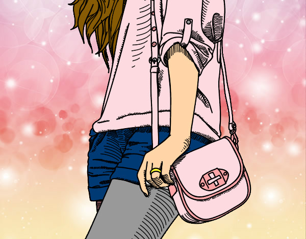 Dibujo Chica con bolso pintado por Mostacho
