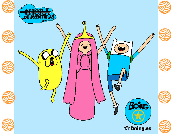 Dibujo Jake, Princesa Chicle y Finn pintado por Dotth