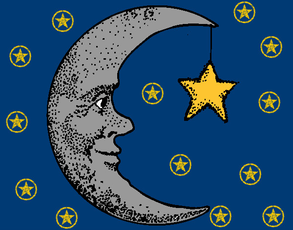 Dibujo Luna y estrella pintado por Mariana26