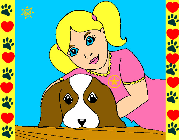 Dibujo Niña abrazando a su perro pintado por leslie56