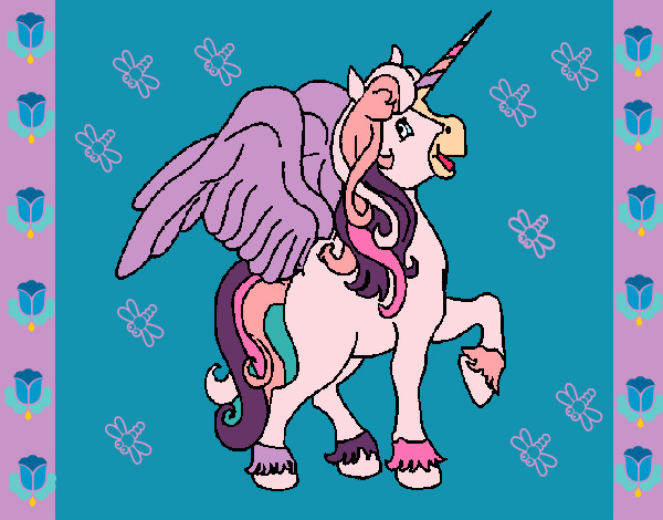 Dibujo Unicornio con alas pintado por kariale