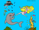 Dibujo Barbie jugando con un delfín pintado por chocolatit