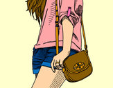 Dibujo Chica con bolso pintado por rosasoler