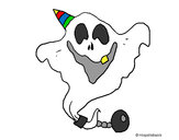 Dibujo Fantasma con sombrero de fiesta pintado por Bushiko