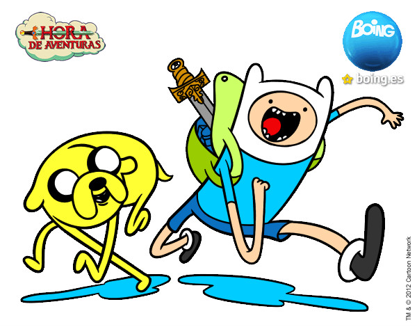 Dibujo Finn y Jake pintado por JOLAMEJOR