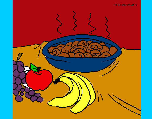 Dibujo Fruta y caracoles a la cazuela pintado por mis71051
