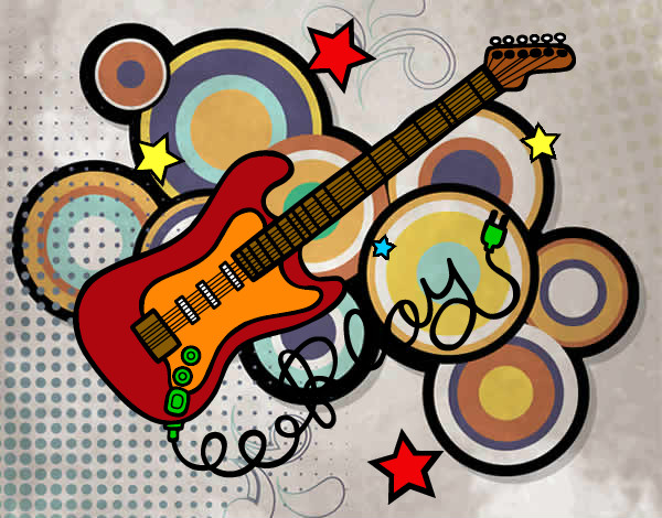 Dibujo Guitarra y estrellas pintado por mis71051
