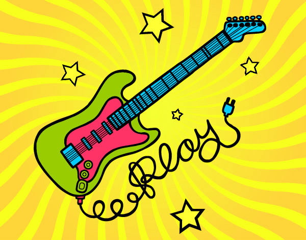 Dibujo Guitarra y estrellas pintado por Manina