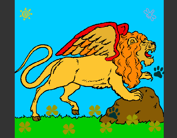 Dibujo León alado pintado por enanin