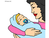 Dibujo Madre con su bebe II pintado por naiu123