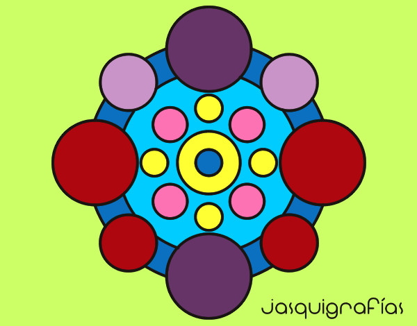 Dibujo Mandala con redondas pintado por ynes