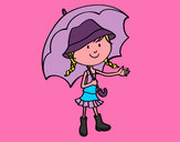 Dibujo Niña con paraguas pintado por anaarelys