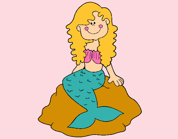 Dibujo Sirena sentada en una roca pintado por ynes