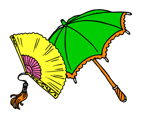 Dibujo Abanico y paraguas pintado por salomeb