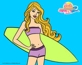 Dibujo Barbie con tabla de surf pintado por  carolsofi