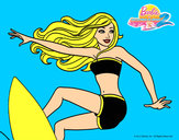 Dibujo Barbie surfeando pintado por amalia
