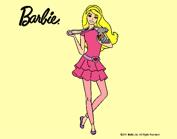 Dibujo Barbie y su mascota pintado por NotasDibus