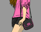 Dibujo Chica con bolso pintado por poli12