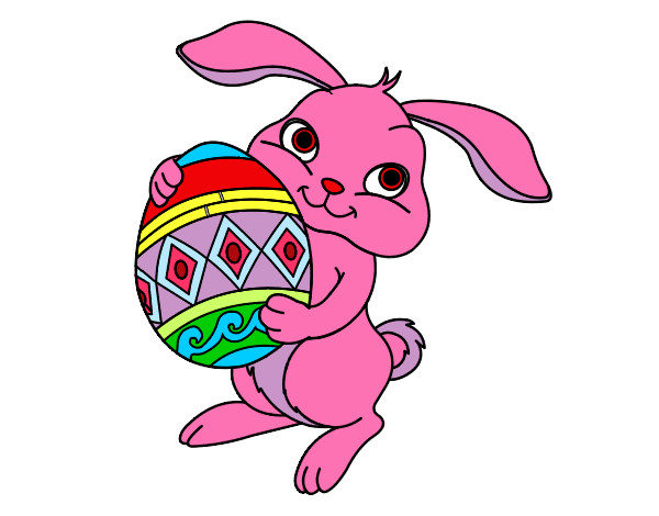 Dibujo Conejo con huevo de pascua pintado por mansana