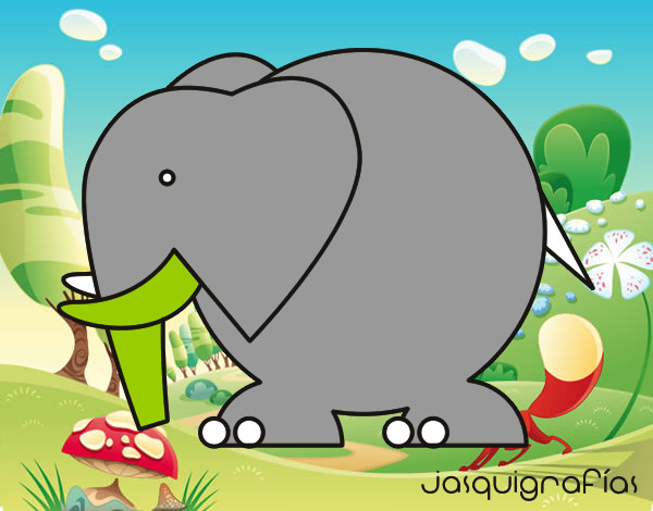 Dibujo Elefante grande pintado por  macha