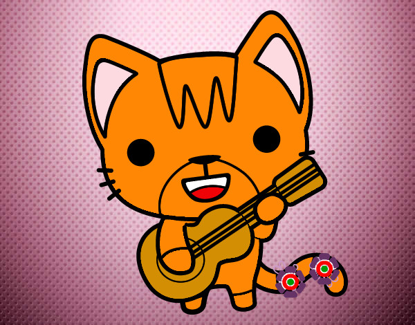 Dibujo Gato guitarrista pintado por SOLETES2
