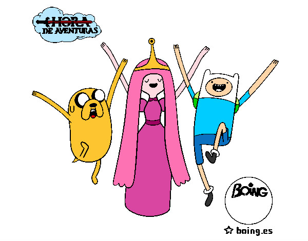 Dibujo Jake, Princesa Chicle y Finn pintado por Vaneana